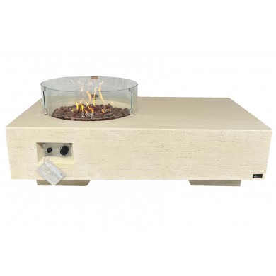 Mesita de GRC con brasero de gas redondo - Granada Beige Travertin