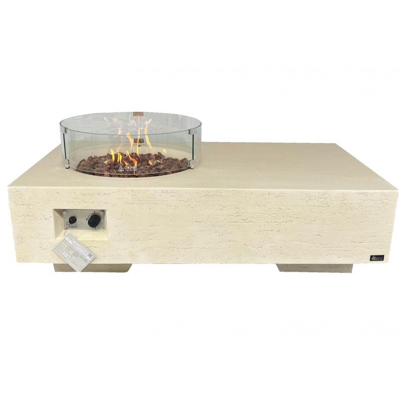 Mesita de GRC con brasero de gas redondo - Granada Beige Travertin