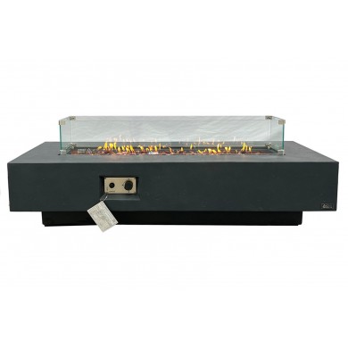 Mesa de Centro en GRC con Brasero Rectangular a Gas Empotrable - Toledo Gris Oscuro