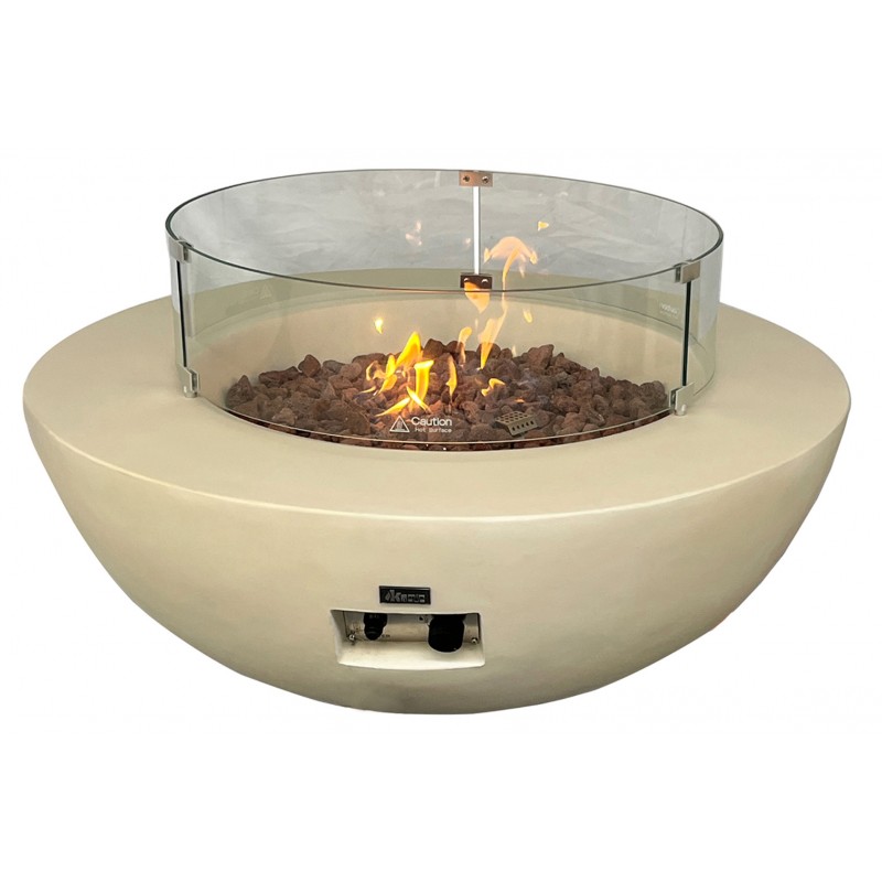 Table basse ronde en GRC avec brasero rond intégré Burgos Beige
