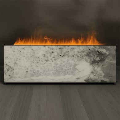 Orion 1200 Foyer à vapeur d’eau – Socle Céramique Pandora KAMINKLAUS 1450×400×450 mm