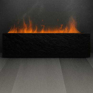 Orion 1200 Foyer à vapeur d’eau KAMINKLAUS – Socle Céramique Ardoise Noire 1450×400×450 mm