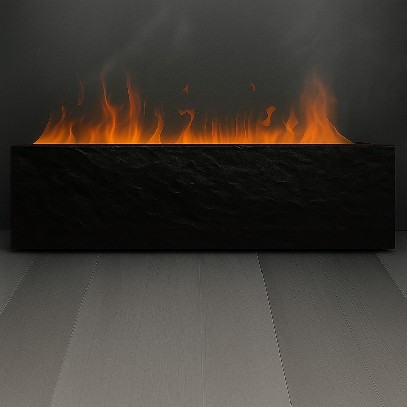 Orion 1200 Hogar de vapor de agua KAMINKLAUS – Base Cerámica Pizarra Negra 1450×400×450 mm