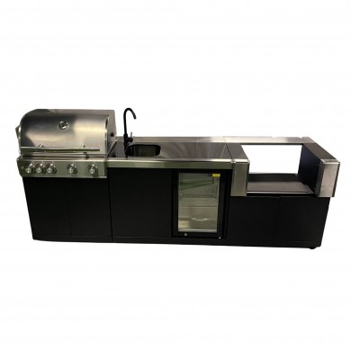 Pack KAMVERO Trio Double Cuisson Fresh – Barbecue, Kamado, évier + réfrigérateur